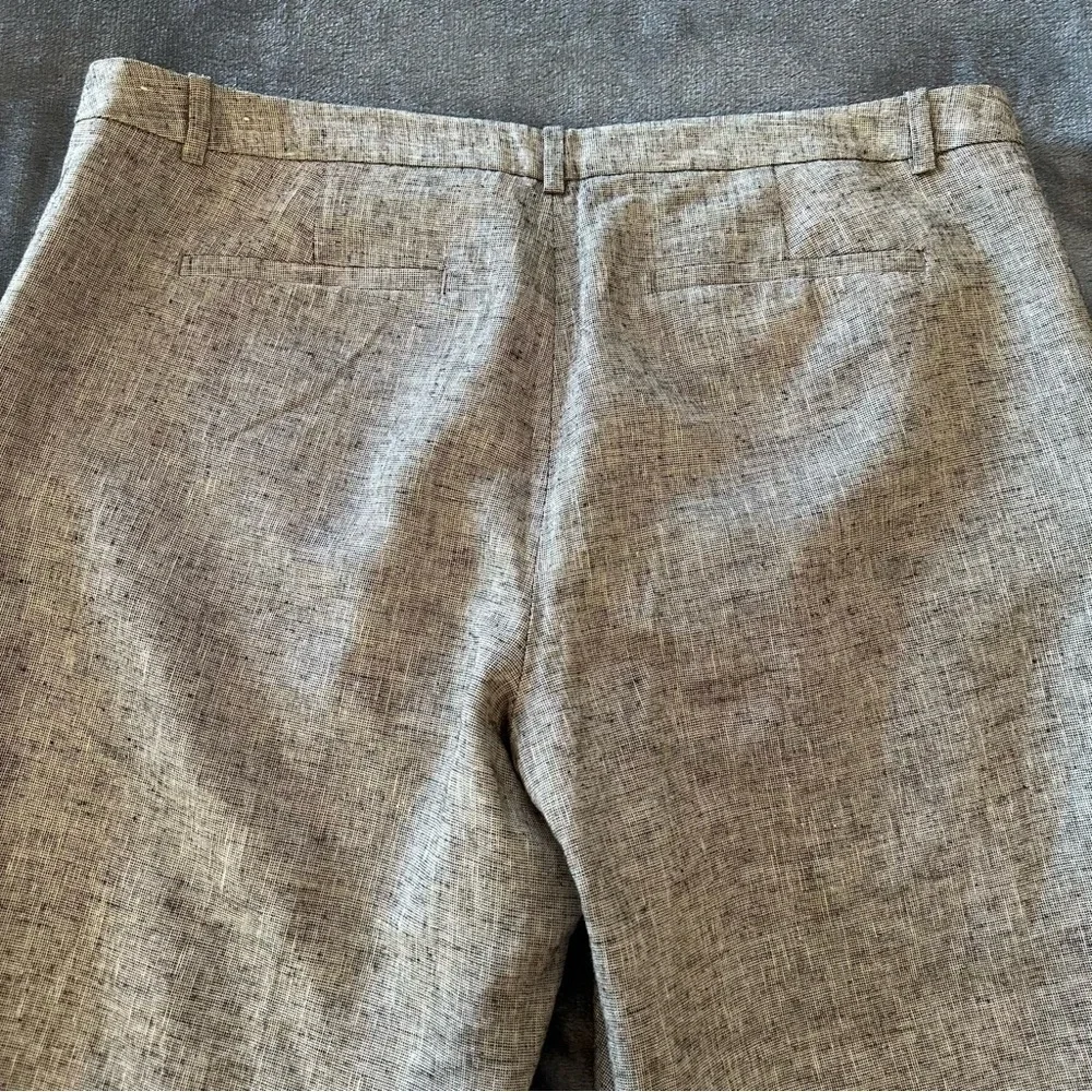 NWOT ANN TAYLOR Marled Gray Shimmer Linen Blend Straight Crop Pants Size 14